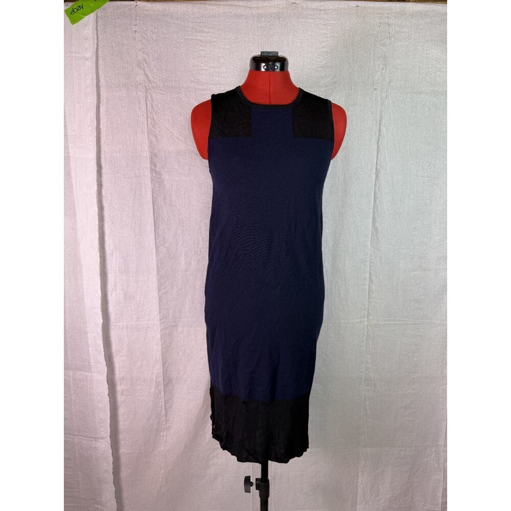 Rag & Bone Colorblock Navy Black Wool Knit Sheer Mini Dress Size Small C759
